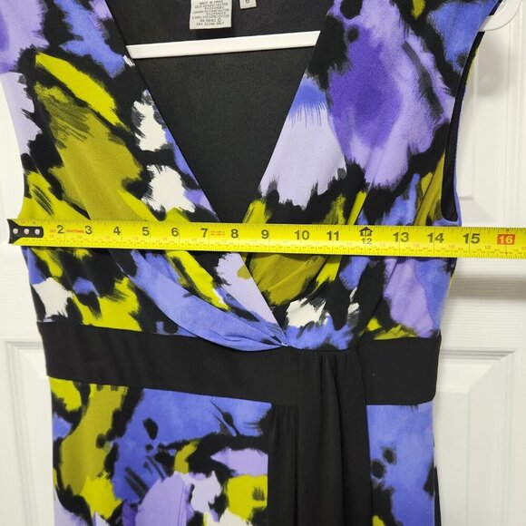 Maggy London size 6 Floral Tunic V-Neck Dress with Belted Waist Detail - Picture 5 of 7